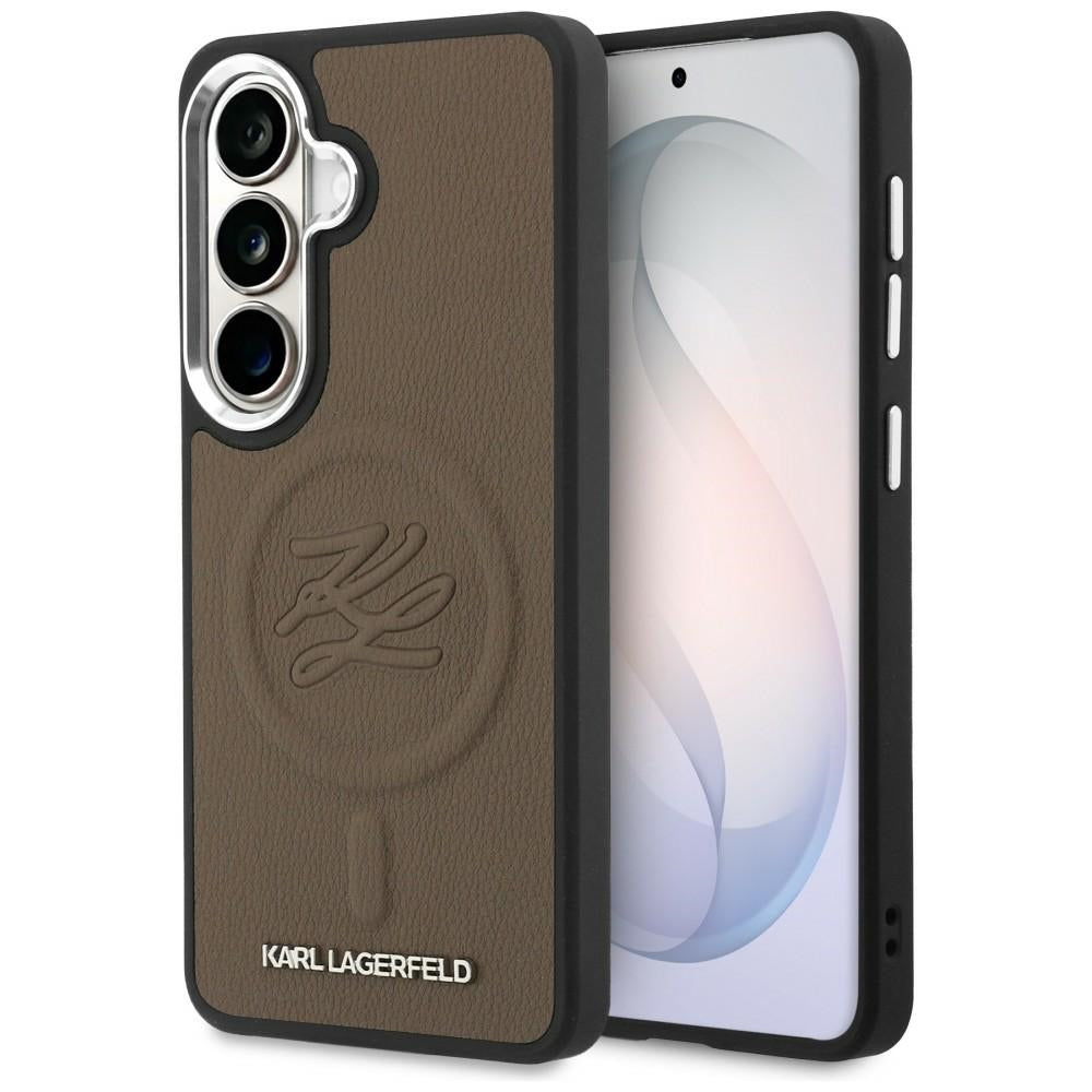 MagSafe hoesje voor Samsung Galaxy S26 Plus S947, Karl Lagerfeld, Initial Logo Debossed, Bruin