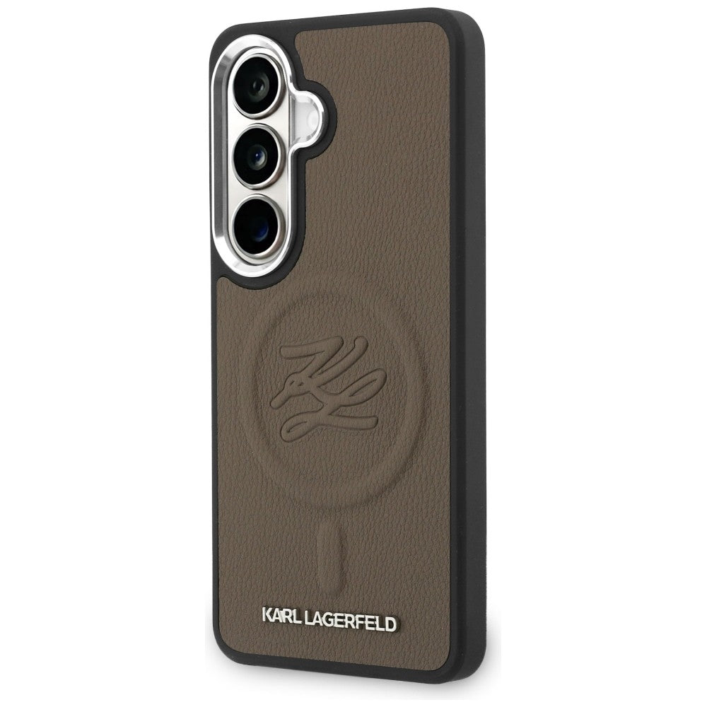 MagSafe hoesje voor Samsung Galaxy S26 Plus S947, Karl Lagerfeld, Initial Logo Debossed, Bruin