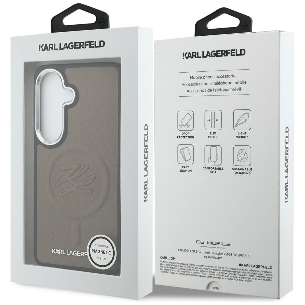MagSafe hoesje voor Samsung Galaxy S26 Plus S947, Karl Lagerfeld, Initial Logo Debossed, Bruin