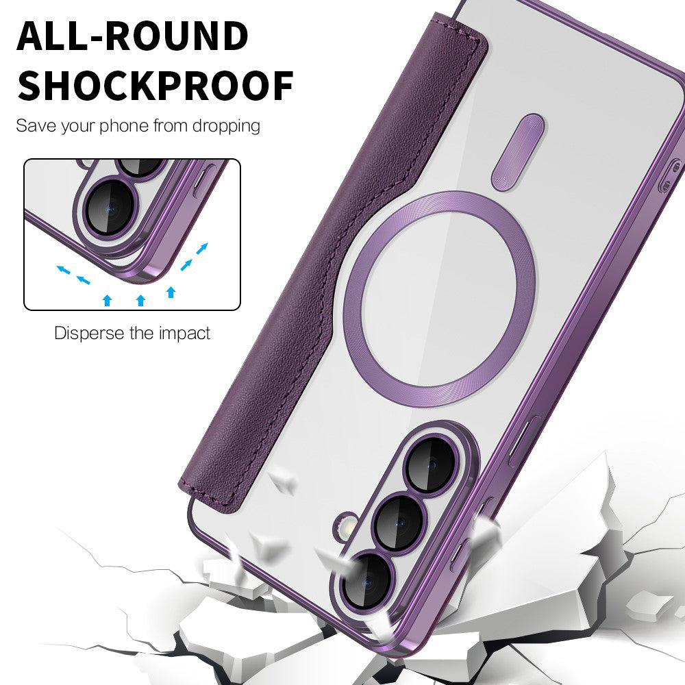 MagSafe Case for Samsung Galaxy S26 Plus, Techsuit, SmartMag Book, Purple