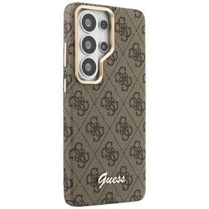 MagSafe Case for Samsung Galaxy S26 S942, Guess, 4G Script Logo, Brown