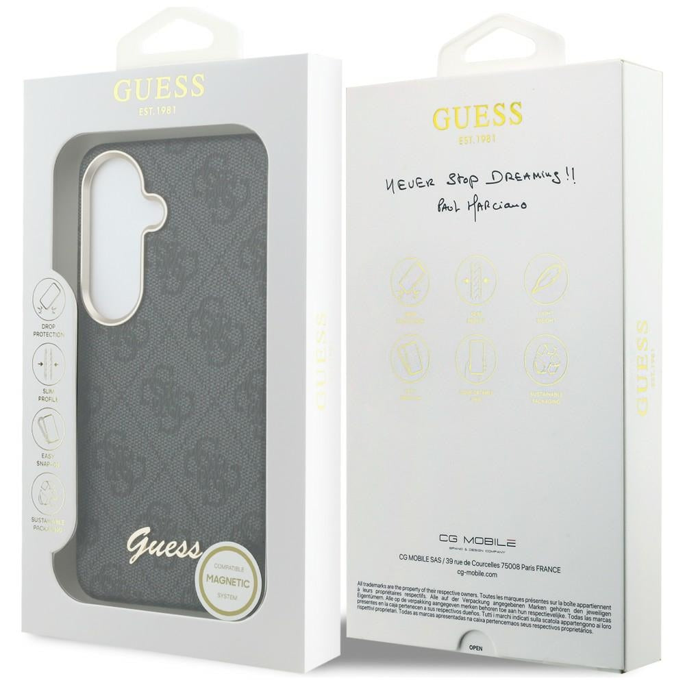 MagSafe hoesje voor Samsung Galaxy S26 S942, Guess, 4G Script Logo, Zwart