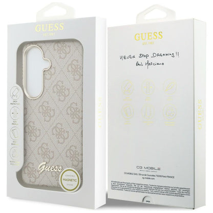 MagSafe hoesje voor Samsung Galaxy S26 S942, Guess, 4G Script Logo, Roze