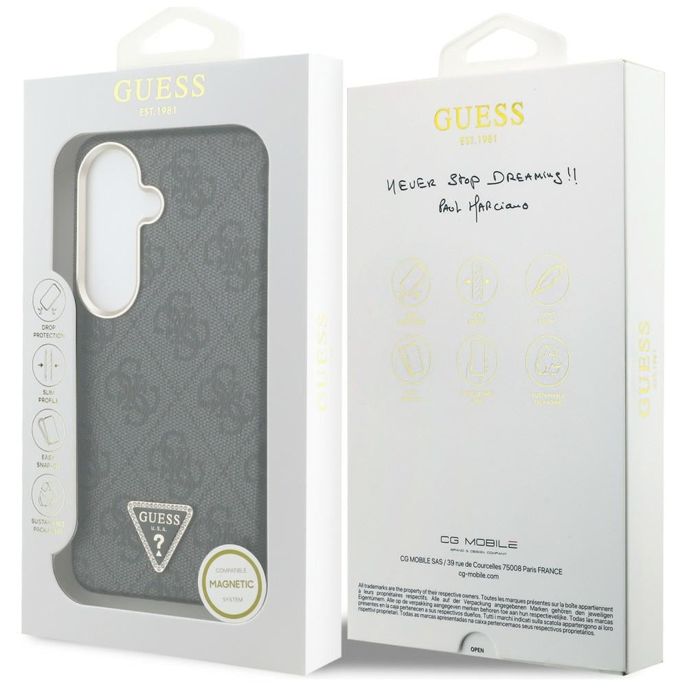 MagSafe hoesje voor Samsung Galaxy S26 S942, Guess, 4G Triangle Logo, Zwart