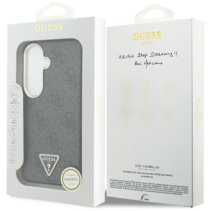 MagSafe hoesje voor Samsung Galaxy S26 S942, Guess, 4G Triangle Logo, Zwart