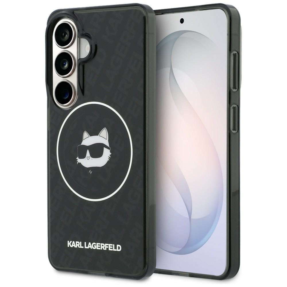 MagSafe hoesje voor Samsung Galaxy S26 S942, Karl Lagerfeld, IML Choupette Head on KL Repeated Logo, Zwart