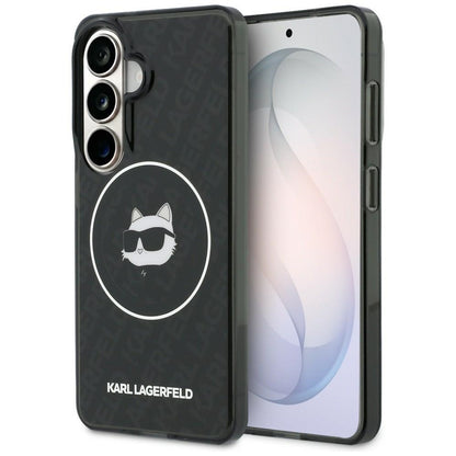 MagSafe hoesje voor Samsung Galaxy S26 S942, Karl Lagerfeld, IML Choupette Head on KL Repeated Logo, Zwart
