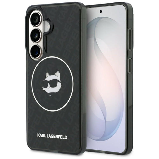 MagSafe hoesje voor Samsung Galaxy S26 S942, Karl Lagerfeld, IML Choupette Head on KL Repeated Logo, Zwart
