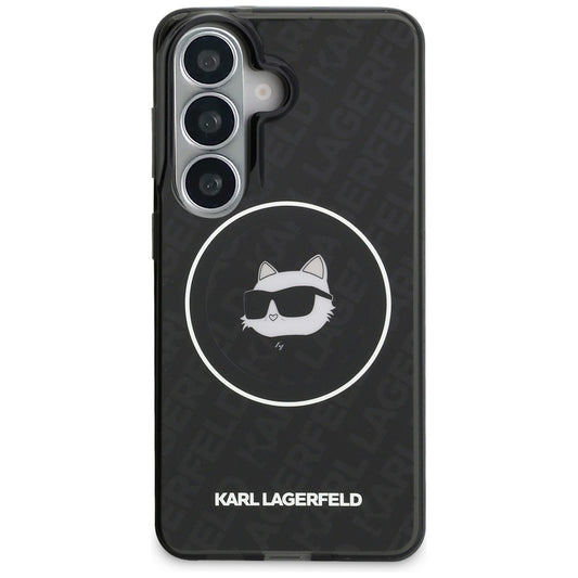 MagSafe hoesje voor Samsung Galaxy S26 S942, Karl Lagerfeld, IML Choupette Head on KL Repeated Logo, Zwart