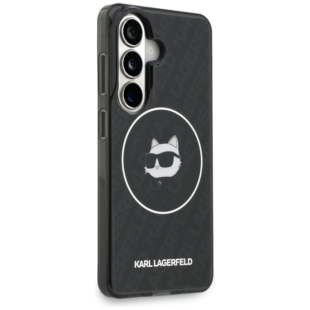 MagSafe hoesje voor Samsung Galaxy S26 S942, Karl Lagerfeld, IML Choupette Head on KL Repeated Logo, Zwart