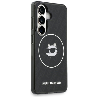 MagSafe hoesje voor Samsung Galaxy S26 S942, Karl Lagerfeld, IML Choupette Head on KL Repeated Logo, Zwart