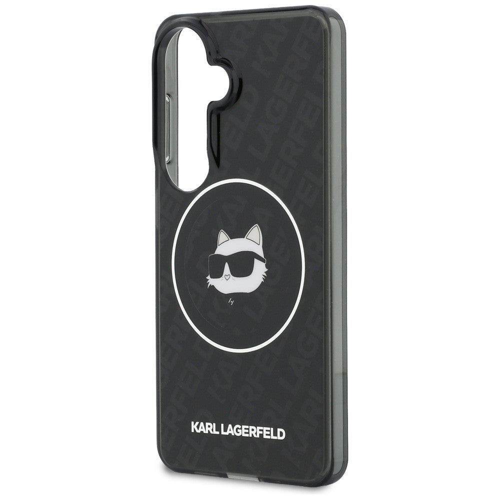 MagSafe hoesje voor Samsung Galaxy S26 S942, Karl Lagerfeld, IML Choupette Head on KL Repeated Logo, Zwart