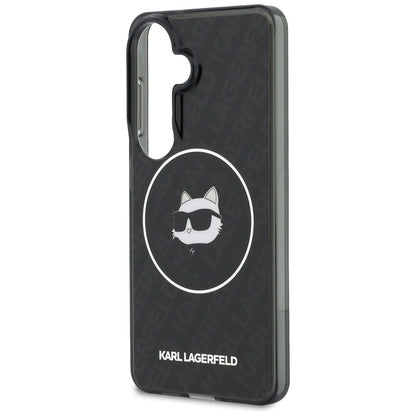 MagSafe hoesje voor Samsung Galaxy S26 S942, Karl Lagerfeld, IML Choupette Head on KL Repeated Logo, Zwart