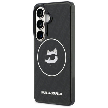 MagSafe hoesje voor Samsung Galaxy S26 S942, Karl Lagerfeld, IML Choupette Head on KL Repeated Logo, Zwart