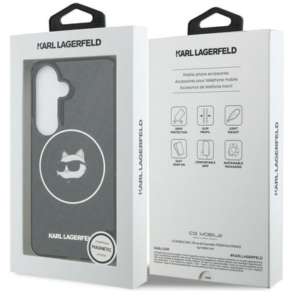 MagSafe hoesje voor Samsung Galaxy S26 S942, Karl Lagerfeld, IML Choupette Head on KL Repeated Logo, Zwart