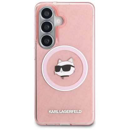 MagSafe hoesje voor Samsung Galaxy S26 S942, Karl Lagerfeld, IML Choupette Head on KL Repeated Logo, Roze