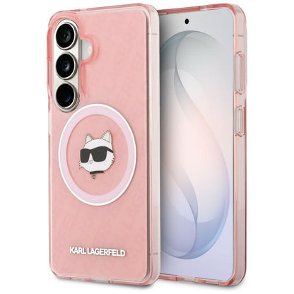 MagSafe hoesje voor Samsung Galaxy S26 S942, Karl Lagerfeld, IML Choupette Head on KL Repeated Logo, Roze