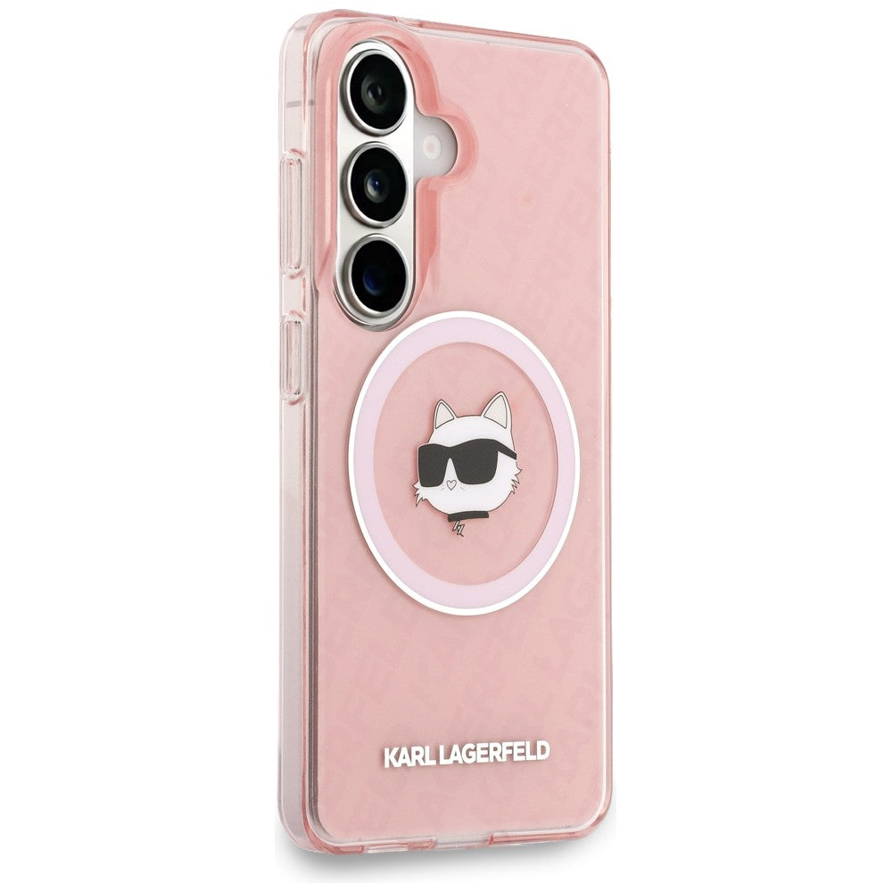 MagSafe hoesje voor Samsung Galaxy S26 S942, Karl Lagerfeld, IML Choupette Head on KL Repeated Logo, Roze