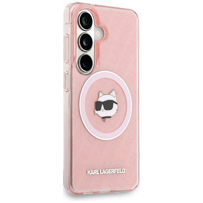 MagSafe hoesje voor Samsung Galaxy S26 S942, Karl Lagerfeld, IML Choupette Head on KL Repeated Logo, Roze