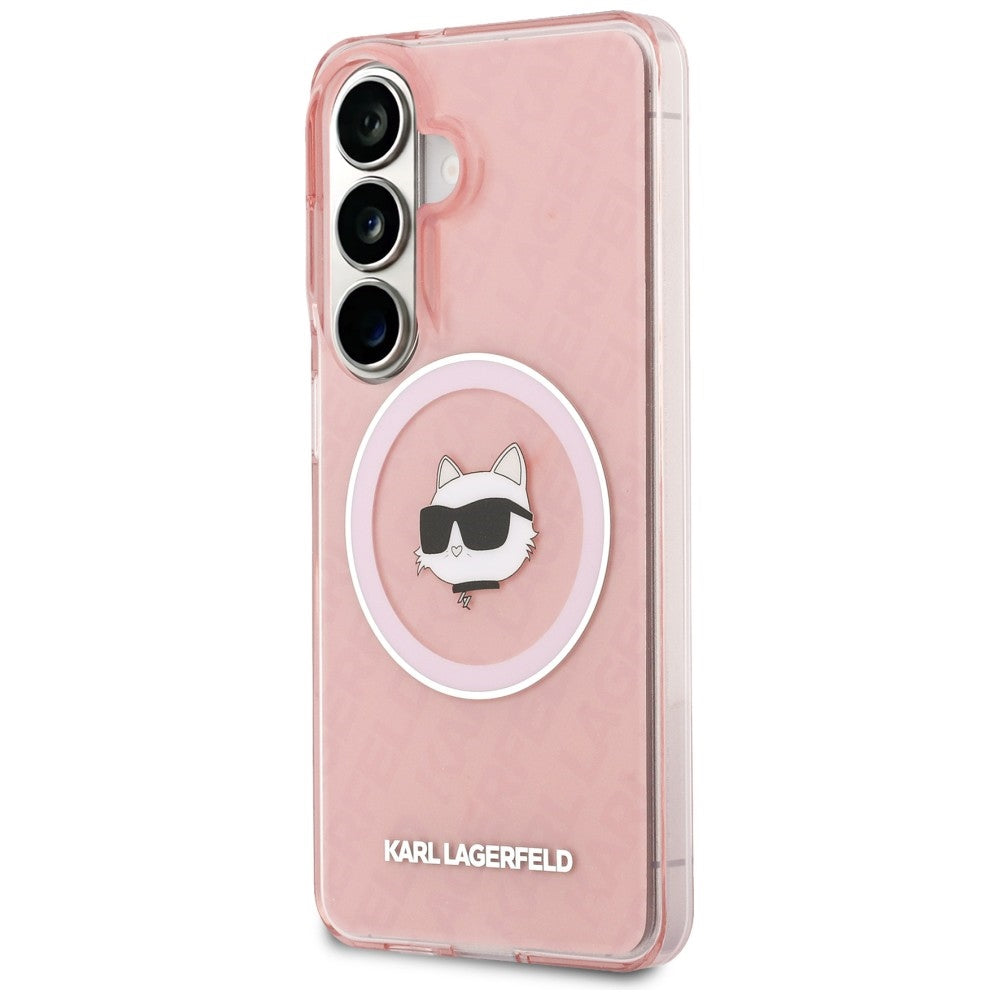 MagSafe hoesje voor Samsung Galaxy S26 S942, Karl Lagerfeld, IML Choupette Head on KL Repeated Logo, Roze