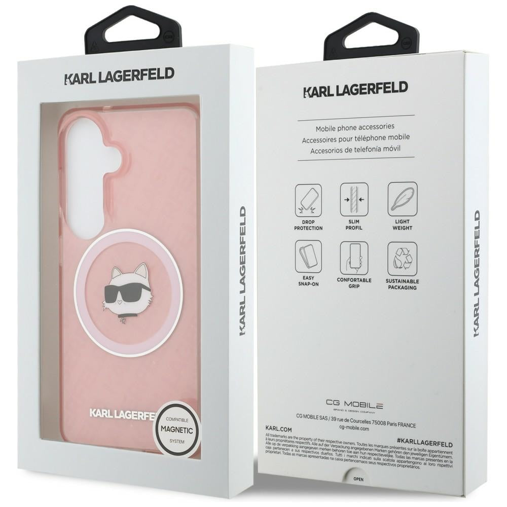 MagSafe hoesje voor Samsung Galaxy S26 S942, Karl Lagerfeld, IML Choupette Head on KL Repeated Logo, Roze