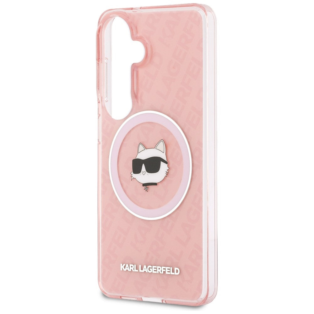 MagSafe hoesje voor Samsung Galaxy S26 S942, Karl Lagerfeld, IML Choupette Head on KL Repeated Logo, Roze