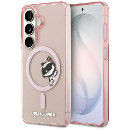 MagSafe hoesje voor Samsung Galaxy S26 S942, Karl Lagerfeld, IML Choupette Peekaboo Logo, Roze
