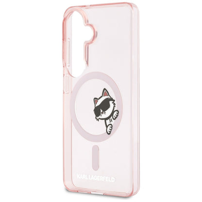 MagSafe hoesje voor Samsung Galaxy S26 S942, Karl Lagerfeld, IML Choupette Peekaboo Logo, Roze