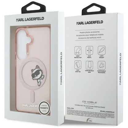 MagSafe hoesje voor Samsung Galaxy S26 S942, Karl Lagerfeld, IML Choupette Peekaboo Logo, Roze