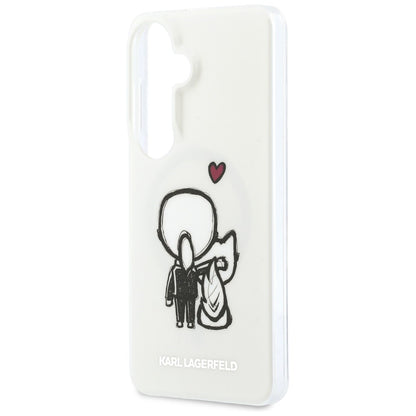 MagSafe Case for Samsung Galaxy S26 S942, Karl Lagerfeld, IML Karl & Choupette Back Logo, White