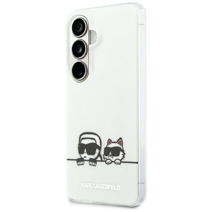 MagSafe hoesje voor Samsung Galaxy S26 S942, Karl Lagerfeld, IML Karl & Choupette Peekaboo Logo, Wit