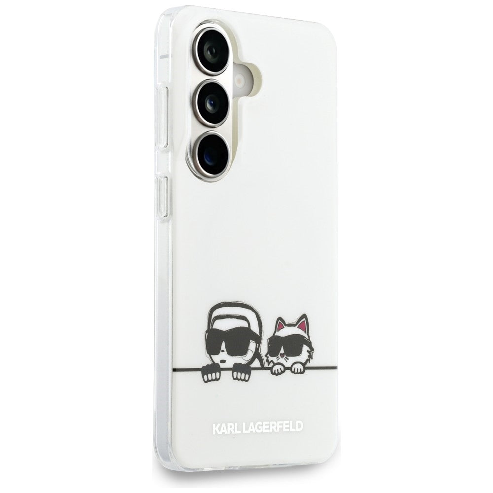 MagSafe hoesje voor Samsung Galaxy S26 S942, Karl Lagerfeld, IML Karl & Choupette Peekaboo Logo, Wit