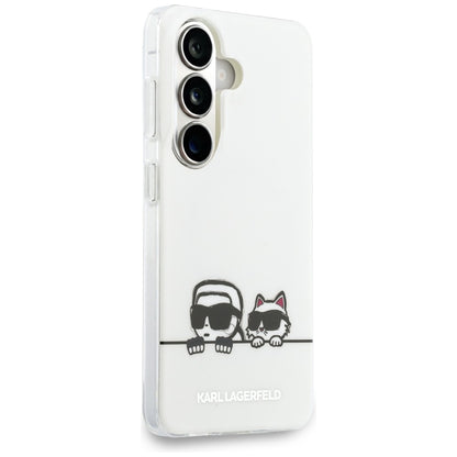 MagSafe hoesje voor Samsung Galaxy S26 S942, Karl Lagerfeld, IML Karl & Choupette Peekaboo Logo, Wit