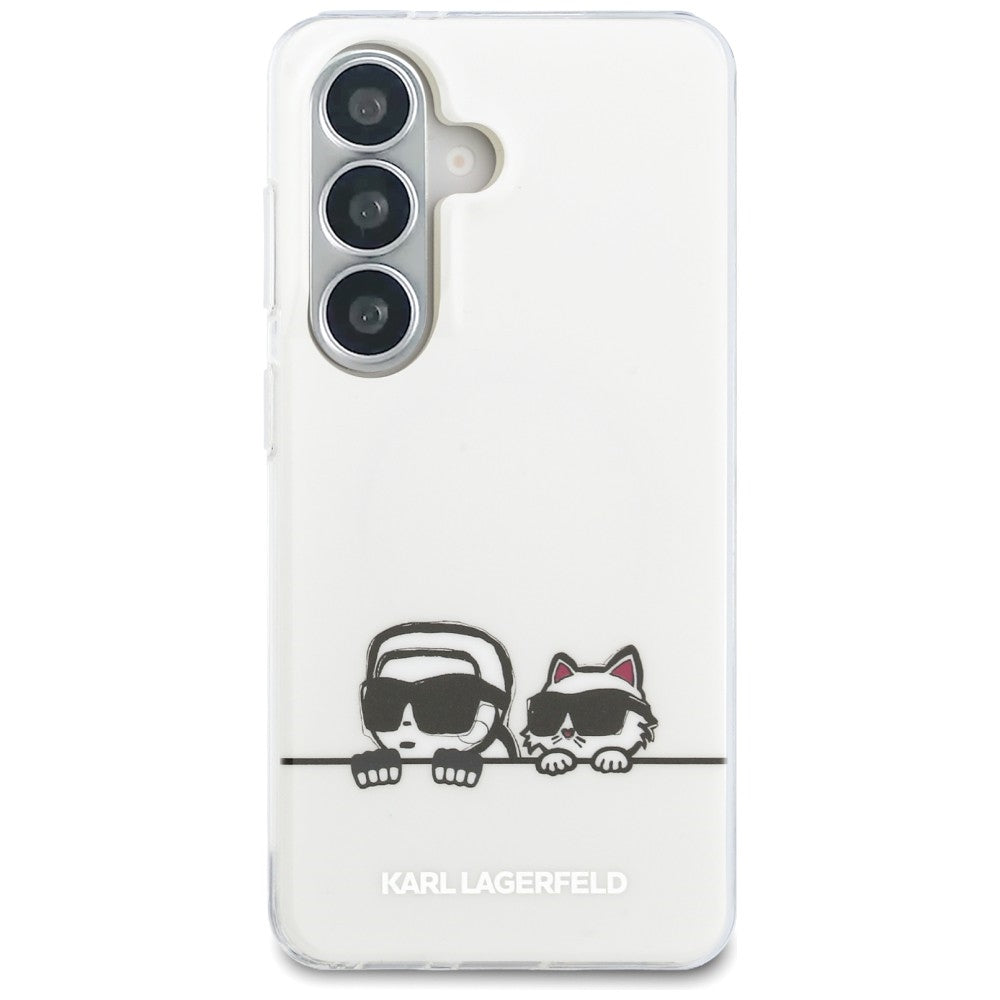 MagSafe hoesje voor Samsung Galaxy S26 S942, Karl Lagerfeld, IML Karl & Choupette Peekaboo Logo, Wit