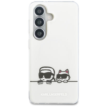 MagSafe hoesje voor Samsung Galaxy S26 S942, Karl Lagerfeld, IML Karl & Choupette Peekaboo Logo, Wit