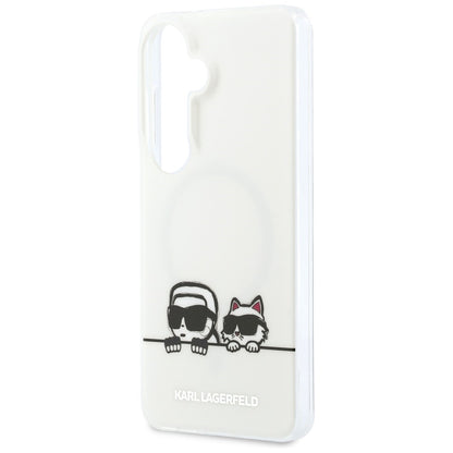MagSafe hoesje voor Samsung Galaxy S26 S942, Karl Lagerfeld, IML Karl & Choupette Peekaboo Logo, Wit