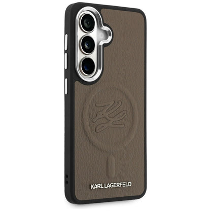 MagSafe hoes voor Samsung Galaxy S26 S942, Karl Lagerfeld, Initial Logo Debossed, Bruin