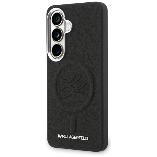 MagSafe hoes voor Samsung Galaxy S26 S942, Karl Lagerfeld, Initial Logo Debossed, Zwart