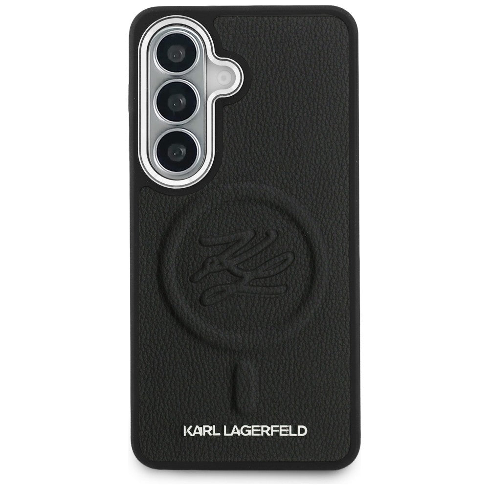 MagSafe hoes voor Samsung Galaxy S26 S942, Karl Lagerfeld, Initial Logo Debossed, Zwart