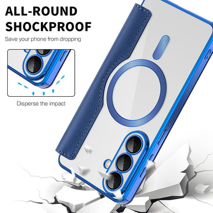 MagSafe hoes voor Samsung Galaxy S26, Techsuit, SmartMag Book, Blauw