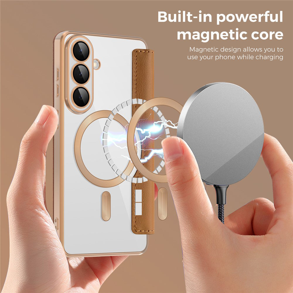 MagSafe hoes voor Samsung Galaxy S26, Techsuit, SmartMag Book, Bruin