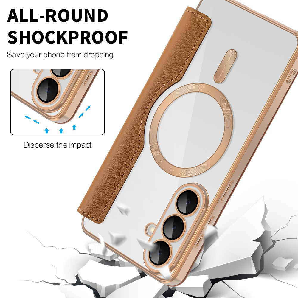 MagSafe hoes voor Samsung Galaxy S26, Techsuit, SmartMag Book, Bruin