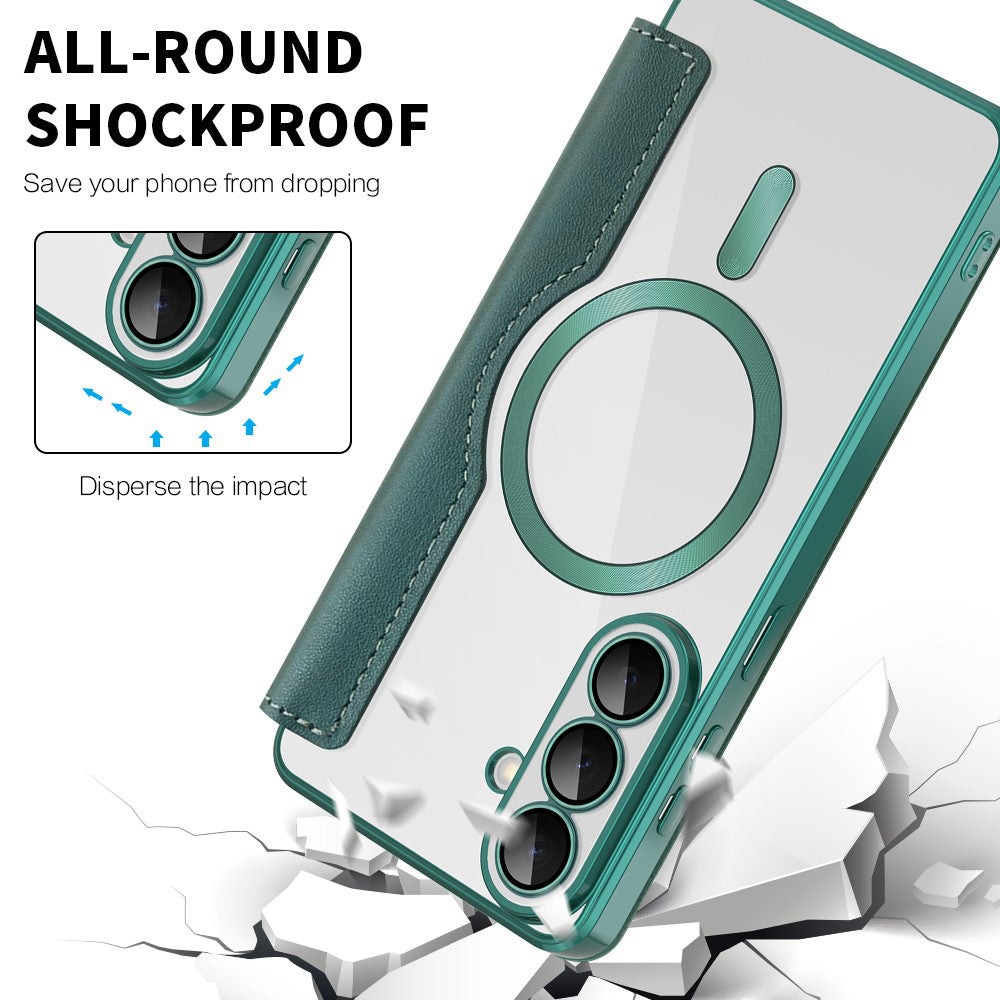 MagSafe hoes voor Samsung Galaxy S26, Techsuit, SmartMag Book, Groen