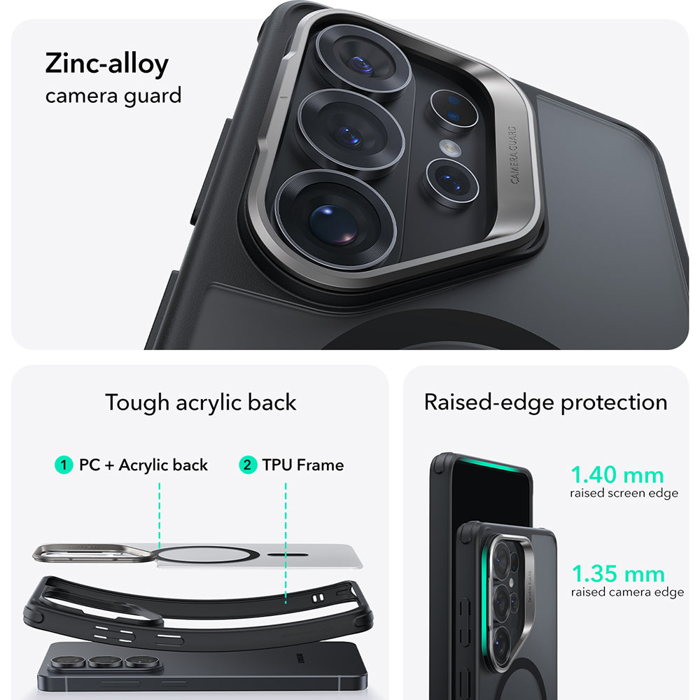 MagSafe hoes voor Samsung Galaxy S26 Ultra, ESR, Classic Hybrid Kickstand, Satijnzwart