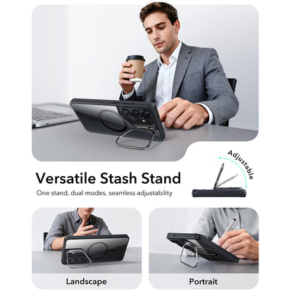 MagSafe hoesje voor Samsung Galaxy S26 Ultra, ESR, Classic Hybrid Kickstand, Transparant Zwart