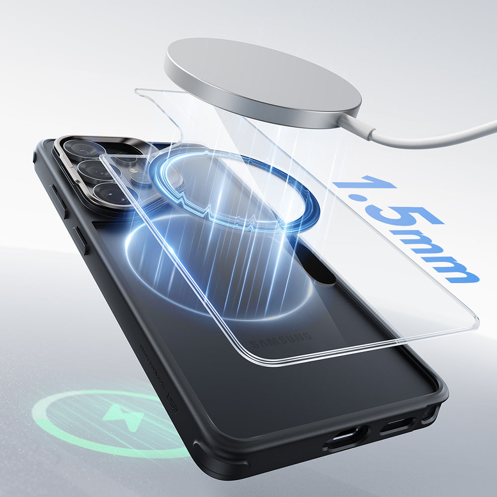 MagSafe hoesje voor Samsung Galaxy S26 Ultra, ESR, Classic Hybrid Kickstand, Transparant Zwart