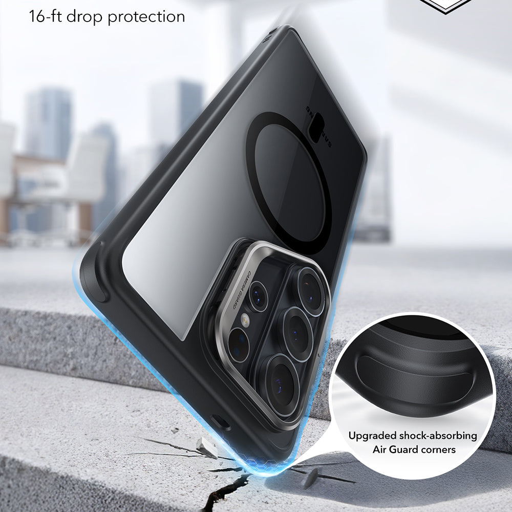 MagSafe hoesje voor Samsung Galaxy S26 Ultra, ESR, Classic Hybrid Kickstand, Transparant Zwart