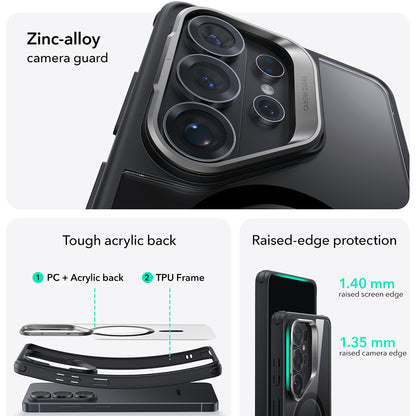 MagSafe hoesje voor Samsung Galaxy S26 Ultra, ESR, Classic Hybrid Kickstand, Transparant Zwart