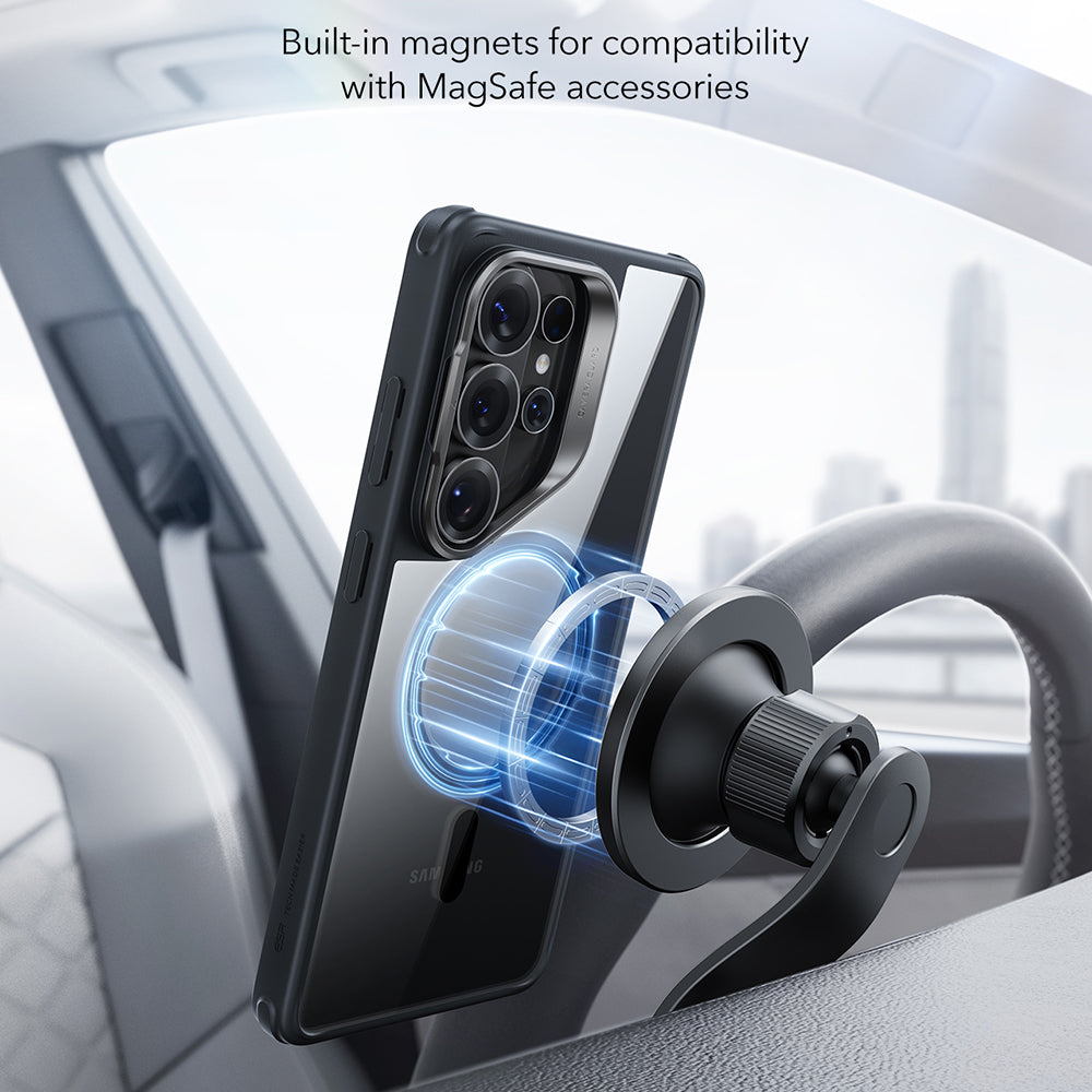 MagSafe hoesje voor Samsung Galaxy S26 Ultra, ESR, Classic Hybrid Kickstand, Transparant Zwart