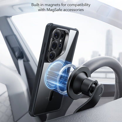 MagSafe hoesje voor Samsung Galaxy S26 Ultra, ESR, Classic Hybrid Kickstand, Transparant Zwart